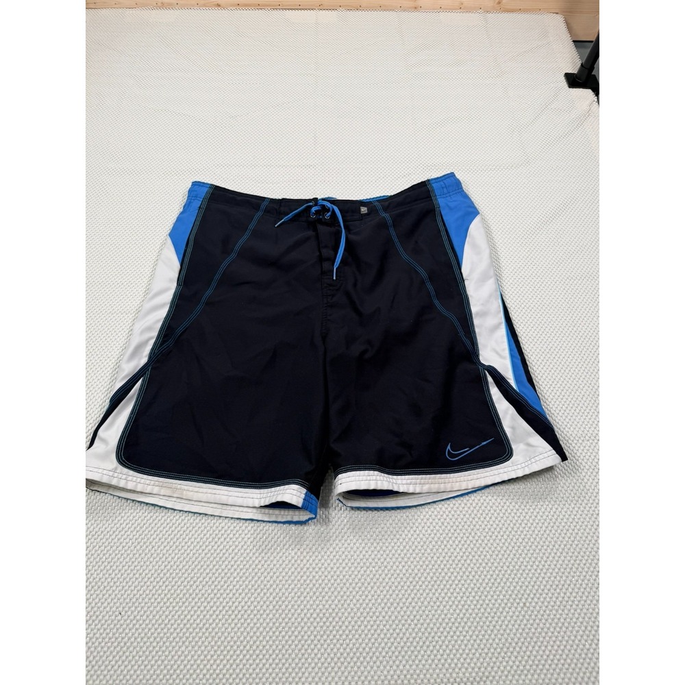 Nike Swimming Trunks Mens Large Blue Black Colorblock Surf Trunks Swim Dri-Fit